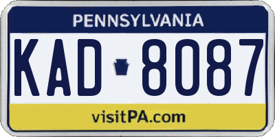 PA license plate KAD8087