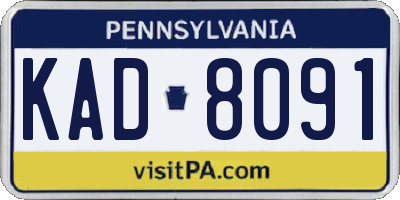 PA license plate KAD8091