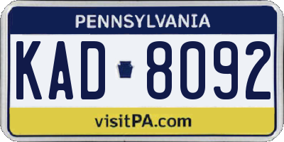 PA license plate KAD8092