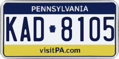 PA license plate KAD8105