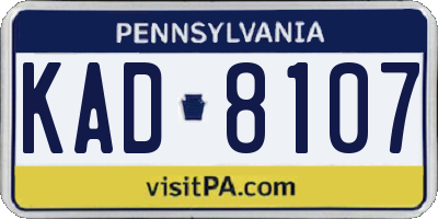 PA license plate KAD8107