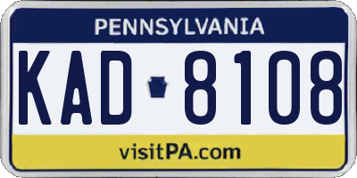 PA license plate KAD8108