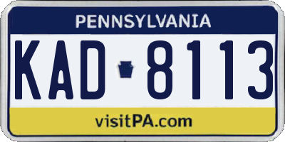 PA license plate KAD8113