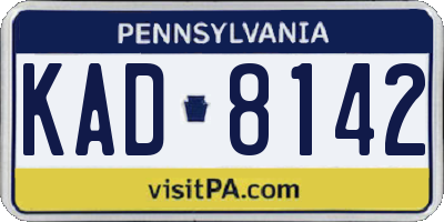PA license plate KAD8142