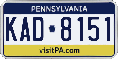 PA license plate KAD8151