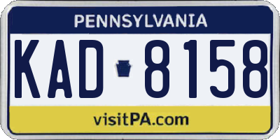 PA license plate KAD8158