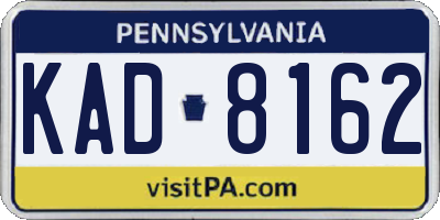 PA license plate KAD8162