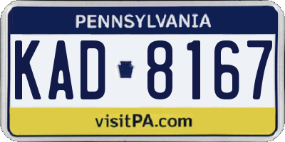 PA license plate KAD8167