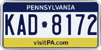 PA license plate KAD8172