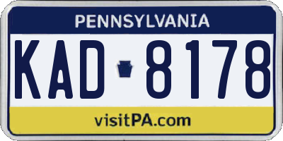 PA license plate KAD8178
