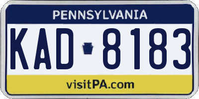 PA license plate KAD8183