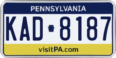 PA license plate KAD8187