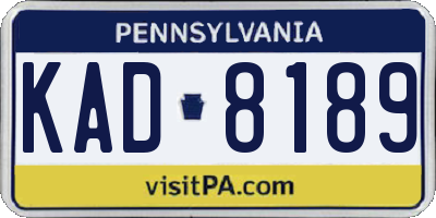 PA license plate KAD8189