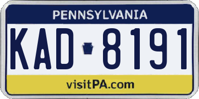 PA license plate KAD8191