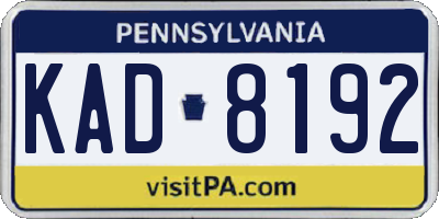 PA license plate KAD8192