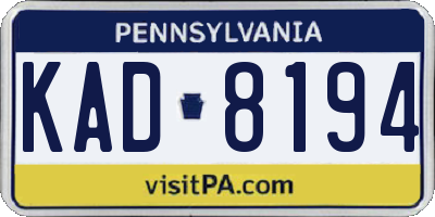 PA license plate KAD8194