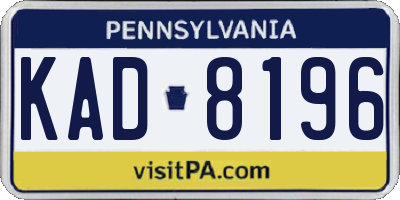 PA license plate KAD8196