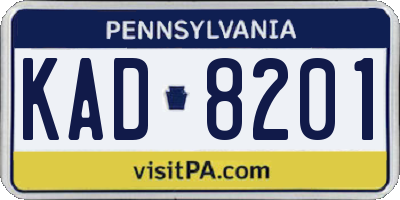PA license plate KAD8201