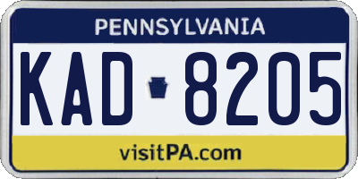 PA license plate KAD8205