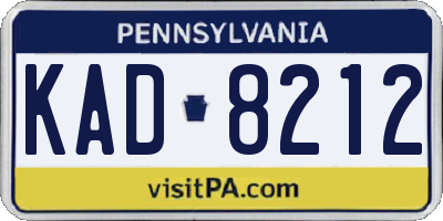 PA license plate KAD8212