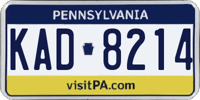 PA license plate KAD8214