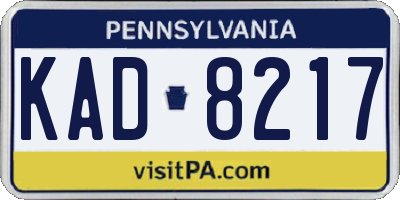 PA license plate KAD8217