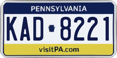 PA license plate KAD8221