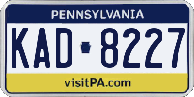 PA license plate KAD8227