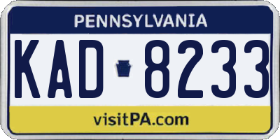 PA license plate KAD8233