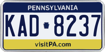 PA license plate KAD8237