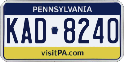 PA license plate KAD8240