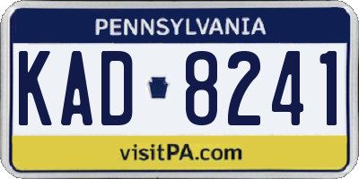 PA license plate KAD8241