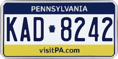 PA license plate KAD8242