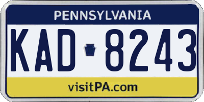 PA license plate KAD8243
