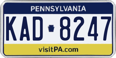 PA license plate KAD8247