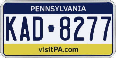 PA license plate KAD8277