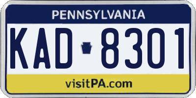 PA license plate KAD8301