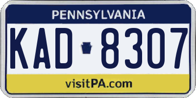 PA license plate KAD8307