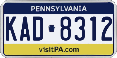 PA license plate KAD8312