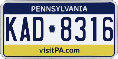 PA license plate KAD8316