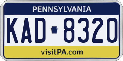 PA license plate KAD8320
