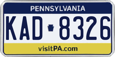 PA license plate KAD8326