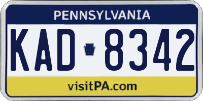 PA license plate KAD8342