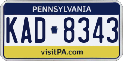 PA license plate KAD8343