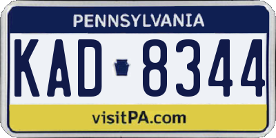 PA license plate KAD8344