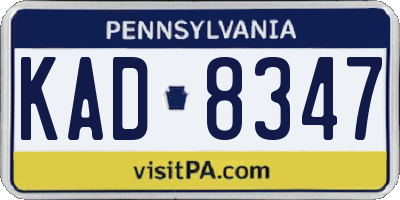 PA license plate KAD8347