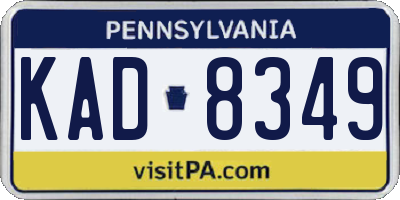PA license plate KAD8349
