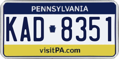 PA license plate KAD8351
