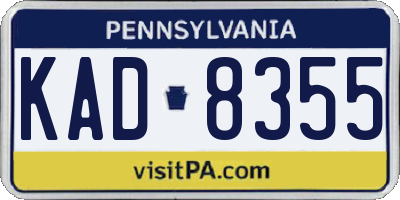 PA license plate KAD8355