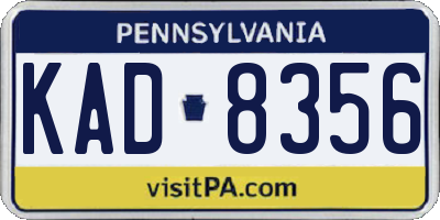 PA license plate KAD8356